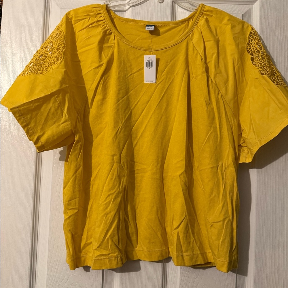 Old Navy Yellow Lace Sleeve Blouse